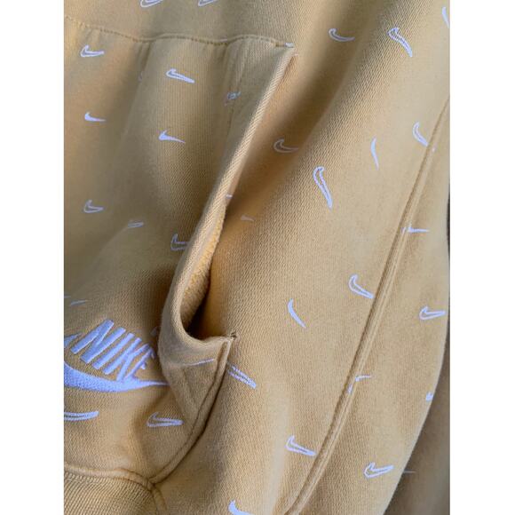 Nike All Over Swoosh Check Hoodie Yellow Size L - Picture 4 of 11